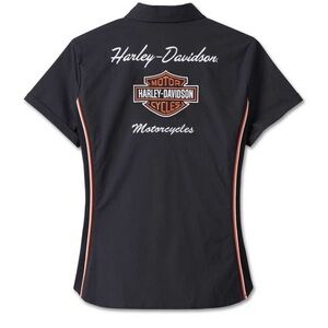 Harley-Davidson Black Shirt with Orange and White Accents